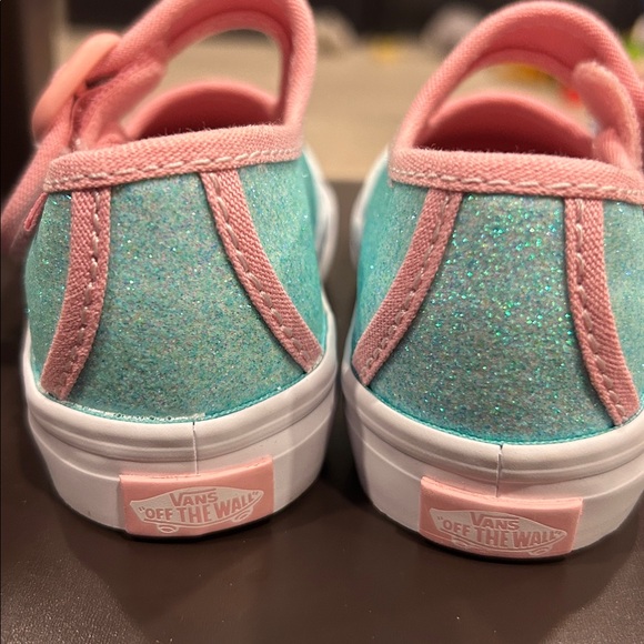 Vans Toddler Glitter Mary Jane Shoes Teal Pink Strap Sneakers Size 5 - Picture 4 of 9